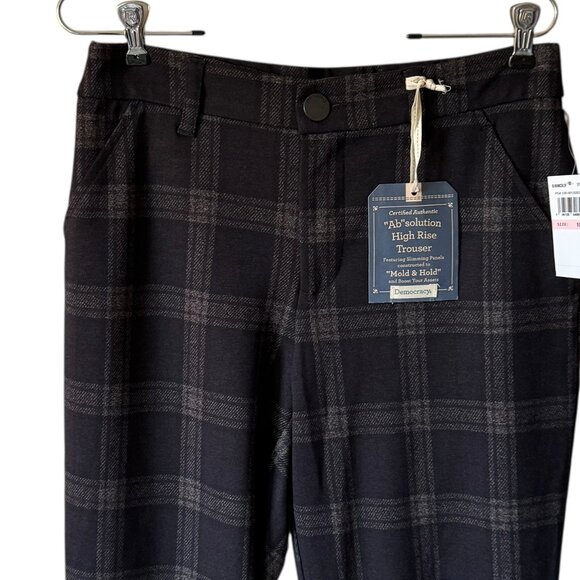 Democracy Ab Solution High Rise Ponte Trouser Sz 10 Mold & Hold Windowpane Plaid - Picture 3 of 13